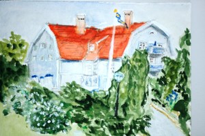 akvarell Villa Skogsberg 2008